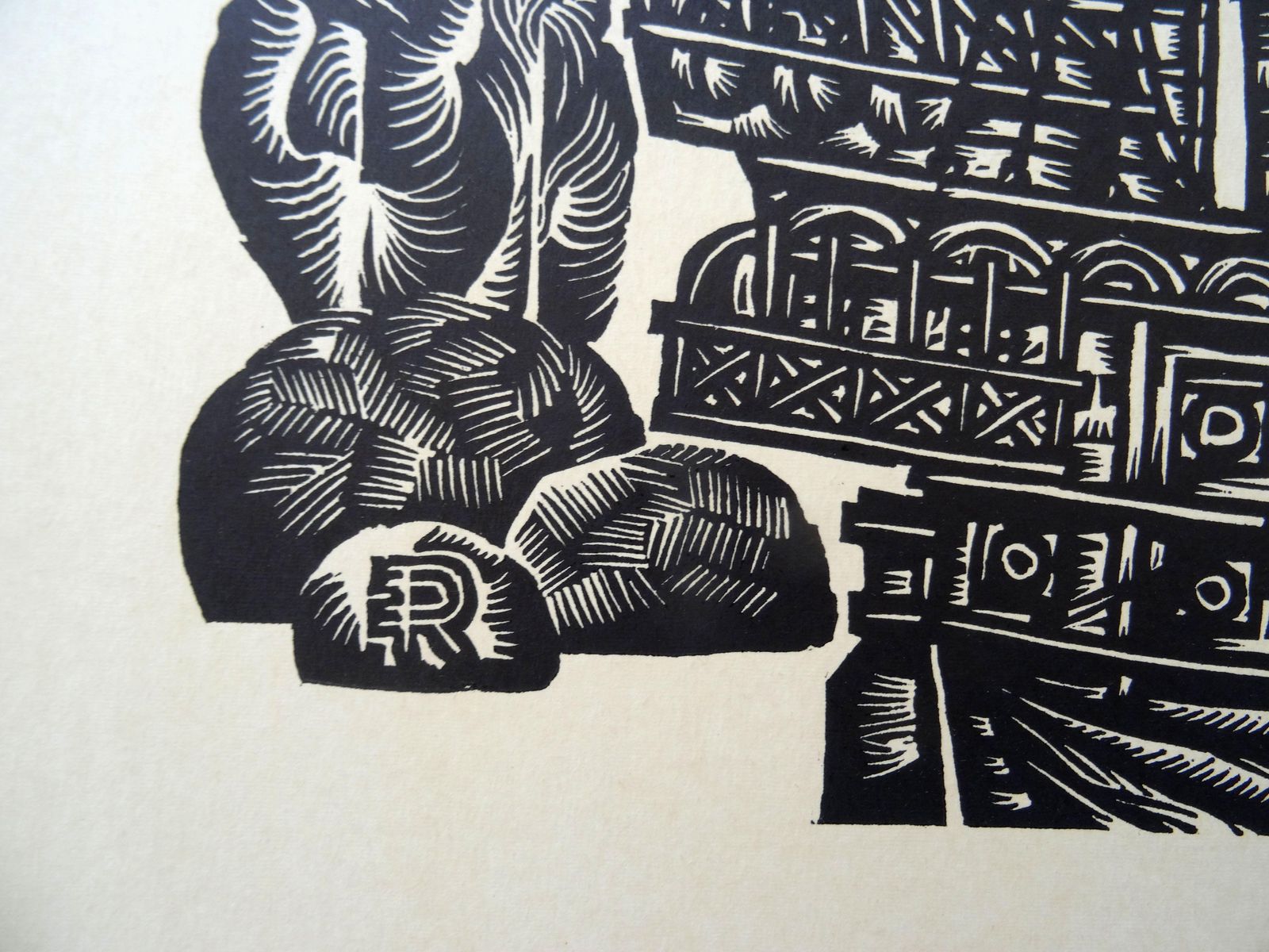 Dainis Rozkalns Swans. 1976., Paper, Linocut photo Art