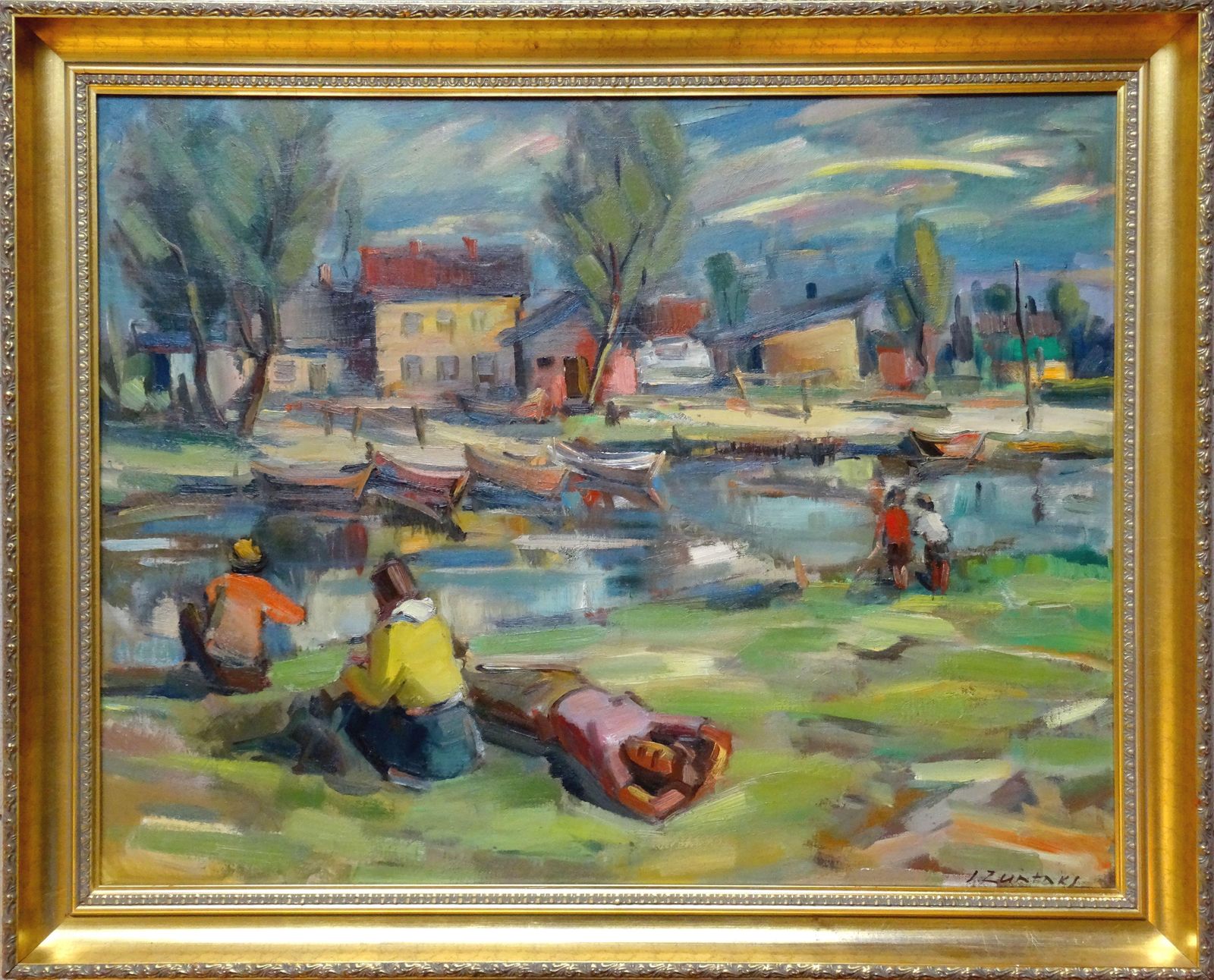 Janis Rudolfs Zuntaks By The River. Canvas, Cardboard, Oil photo furniture