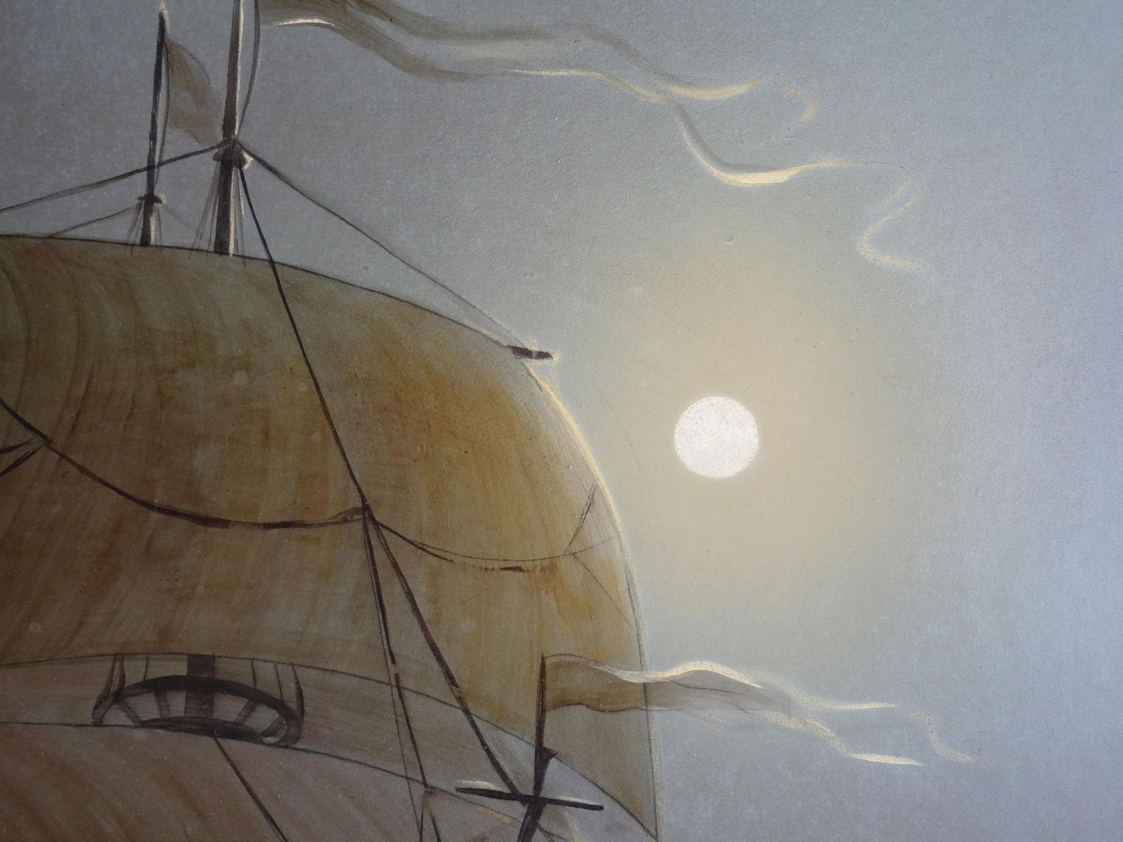 Vasily Hvatov Sailboat In The Night. 1989. Oil On Cardboard photo Art