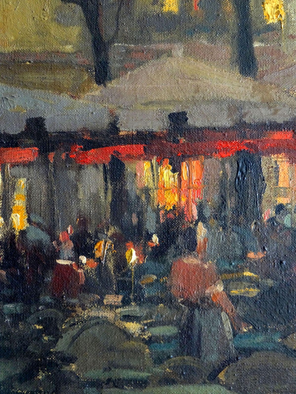 Serge Kislakoff Restaurant Terrace At Evening In Montmartre, Paris. Oil On Canvas photo 7658.0