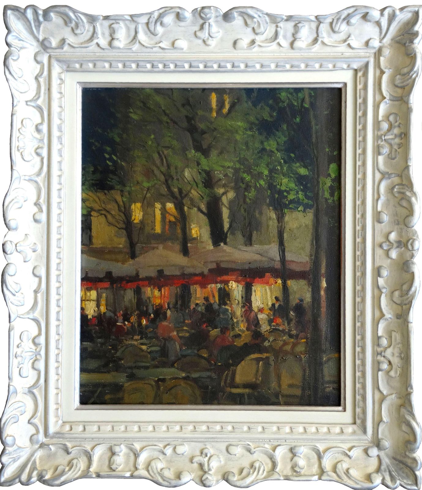 Serge Kislakoff Restaurant Terrace At Evening In Montmartre, Paris. Oil On Canvas photo buy