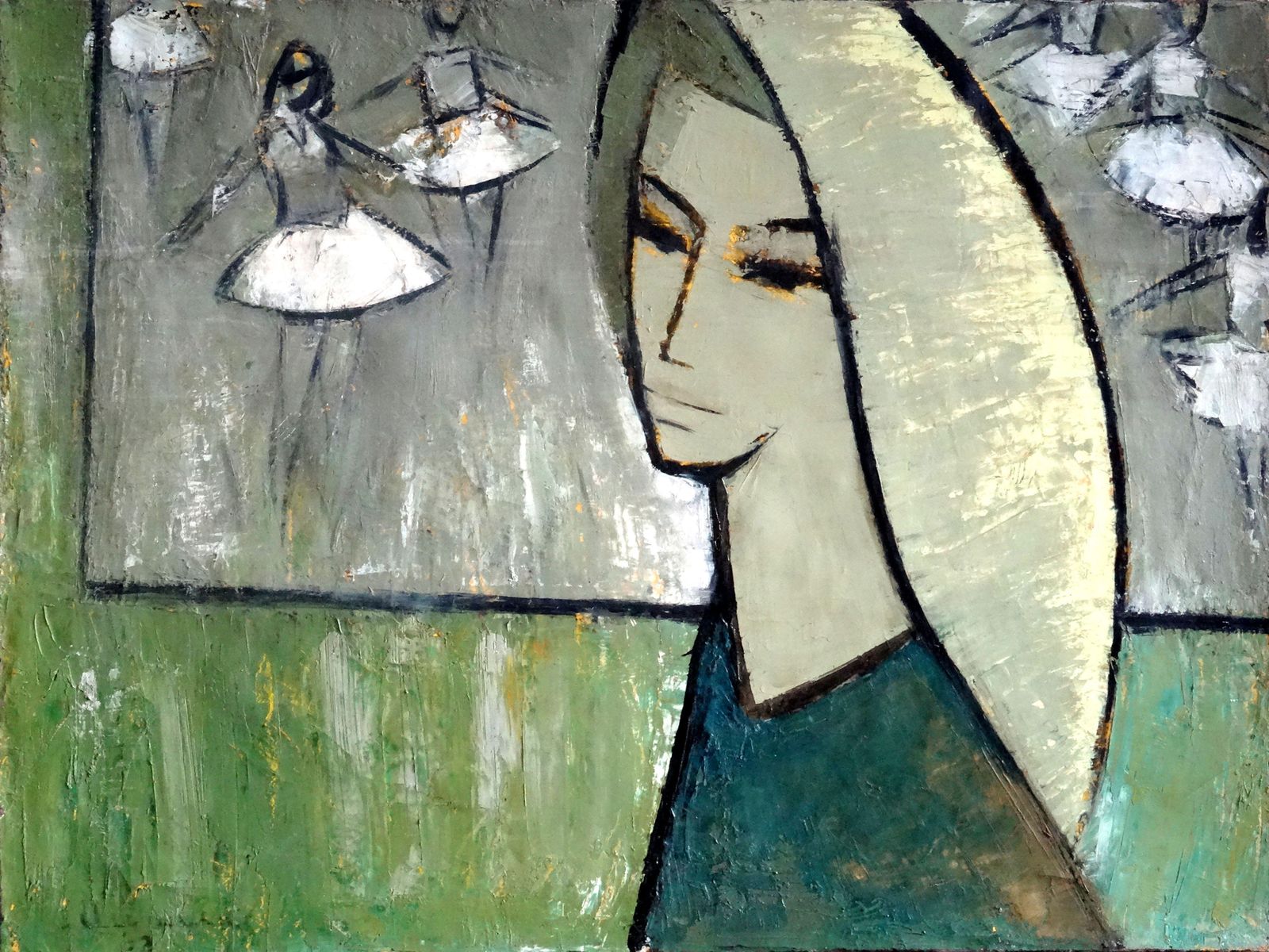 Reflections On The Ballet 1986 Canvas Cardboard Oil