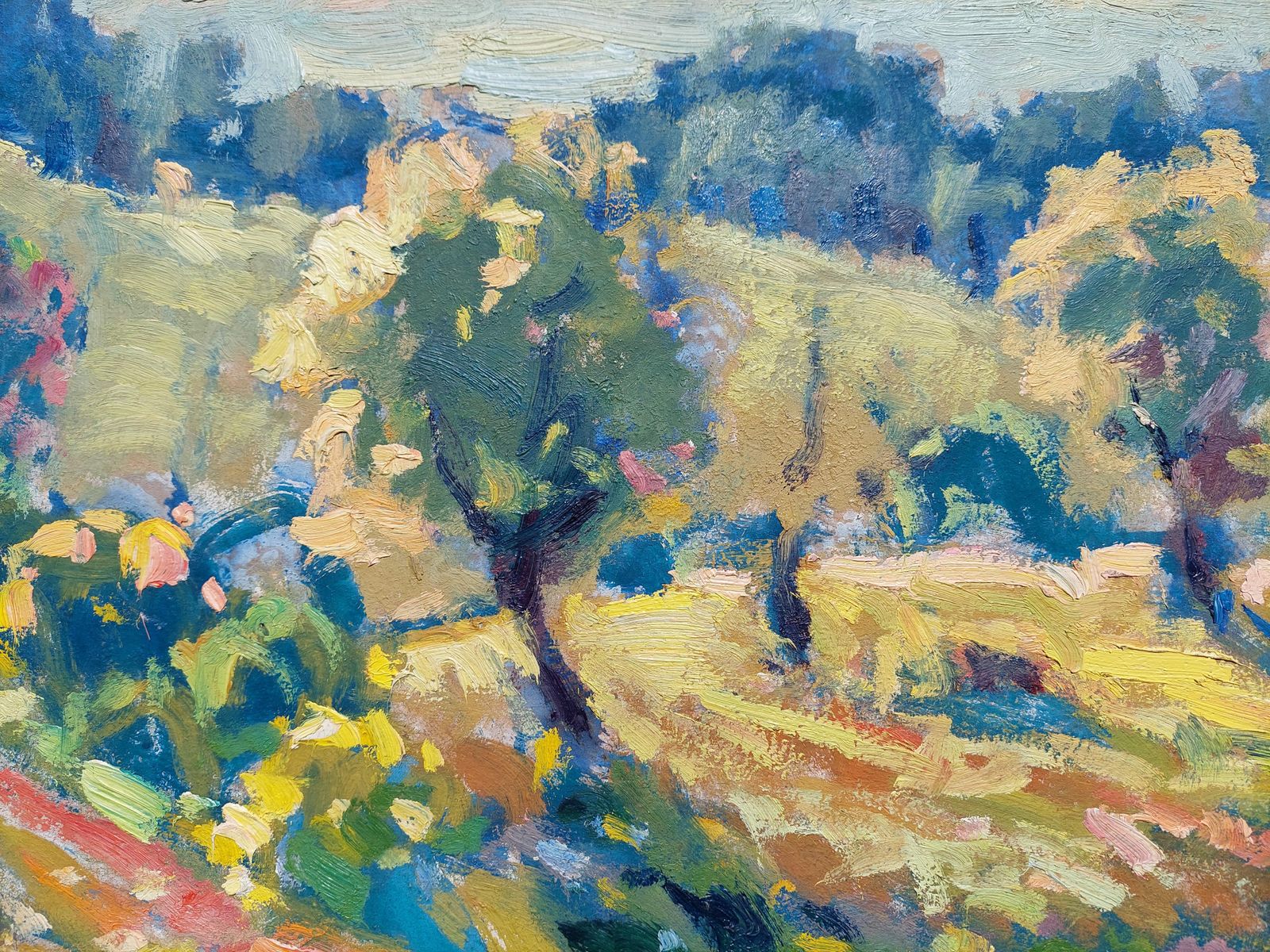 Teodors Paulovics Surroundings In Countryside. 1963, Cardboard, Oil photo for sale