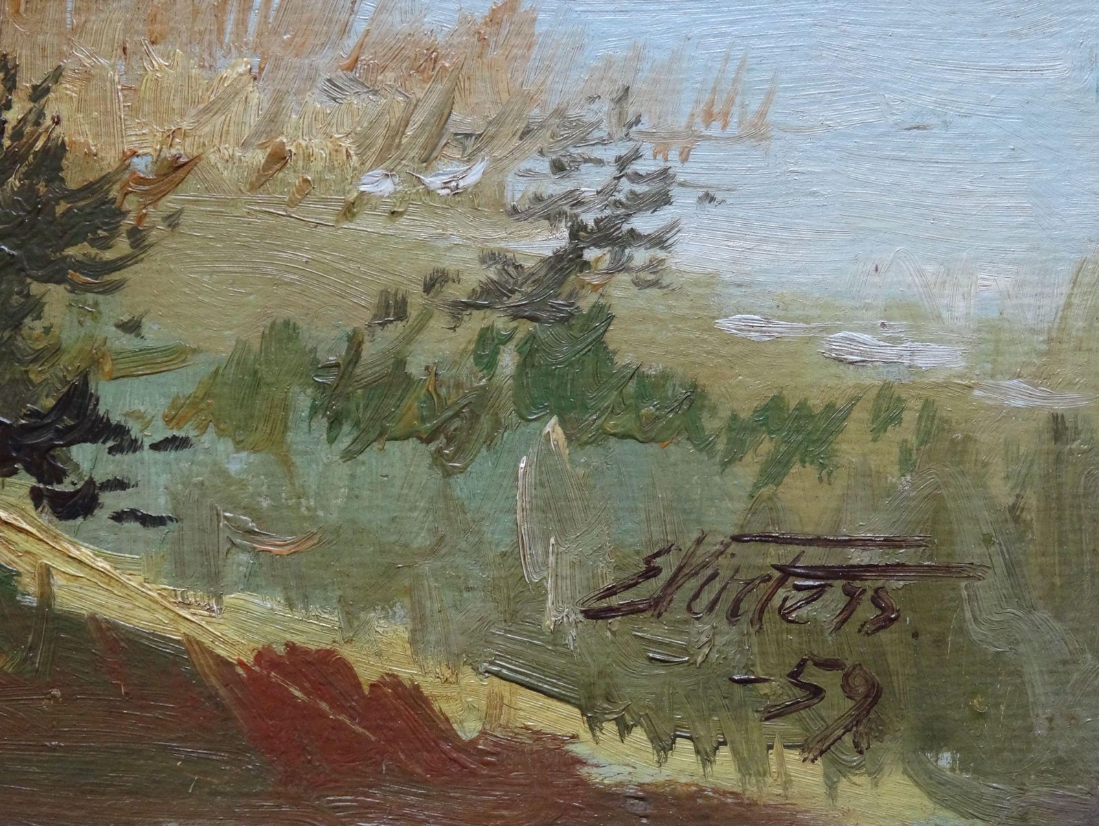 Edgars Vinters Lakeside. 1959, Oil On Cardboard, 1959 photo furniture
