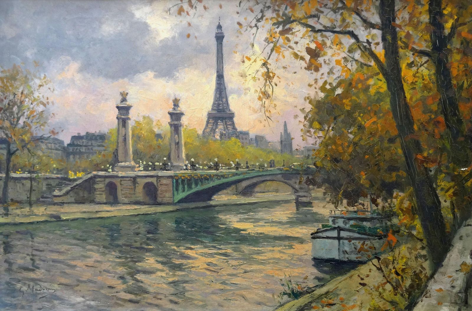 Gustave Madelain Alexander III Bridge And The Banks Of The Seine Oil On Canvas,