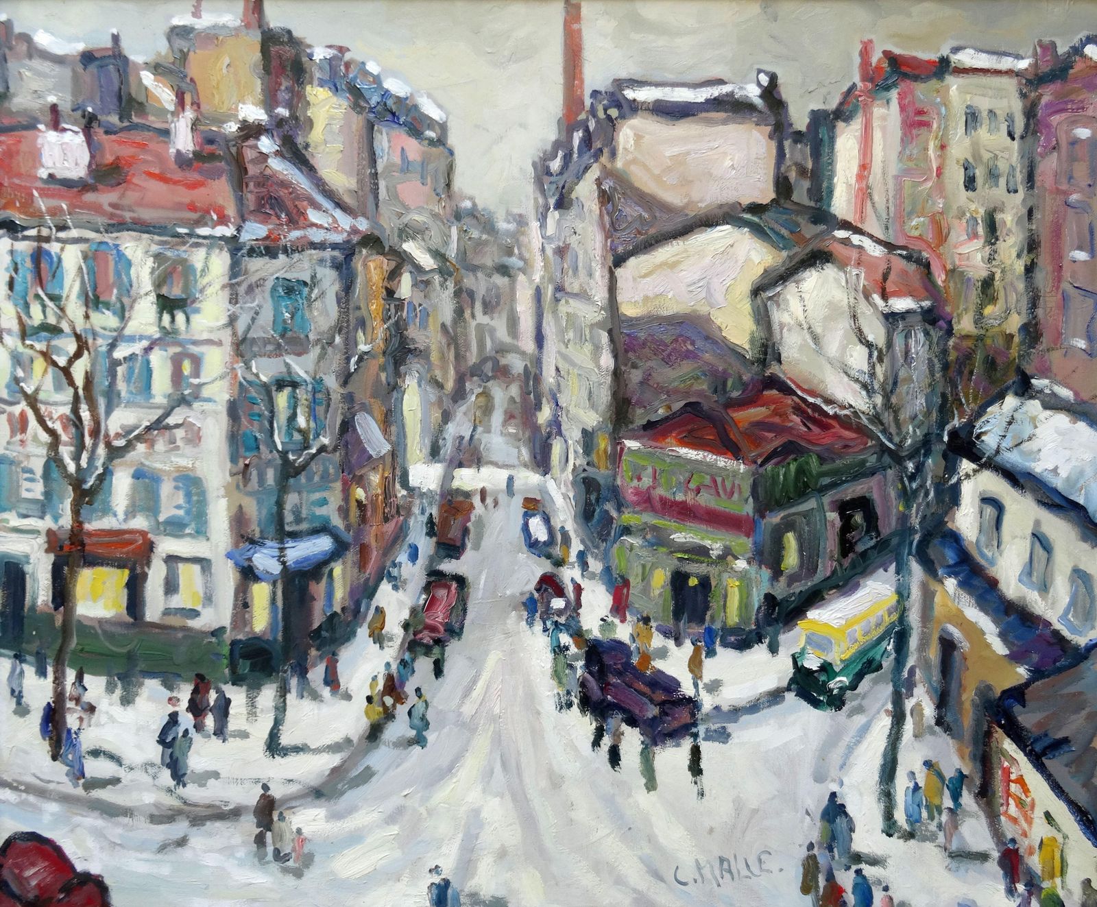 Charles Malle Entertainment At Rue Clisson In Paris. Oil On Canvas, 54x65 Cm