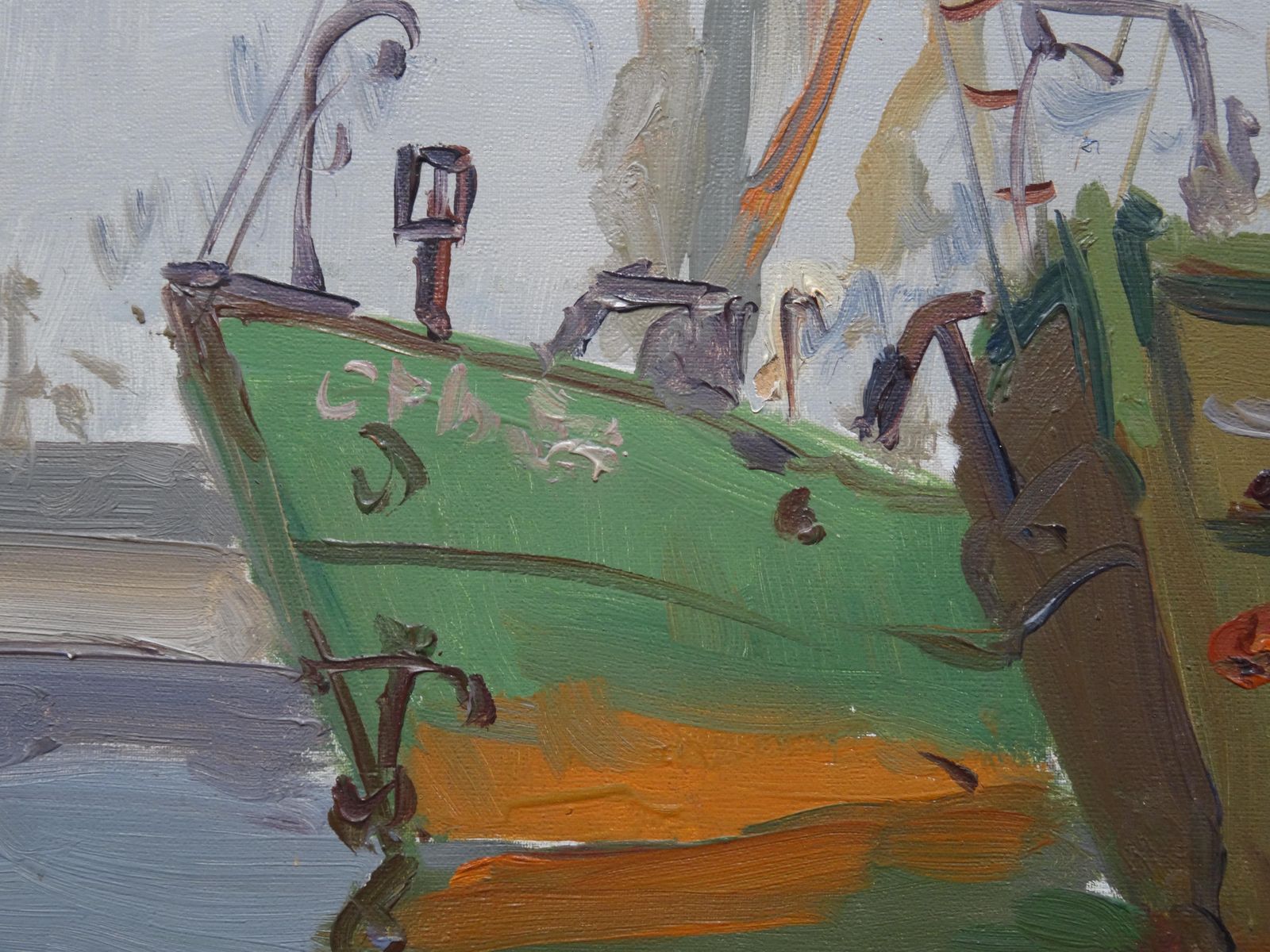 Aleksandrs Zviedris Ships In The Port Cardboard, Oil 1969 photo 1313.0