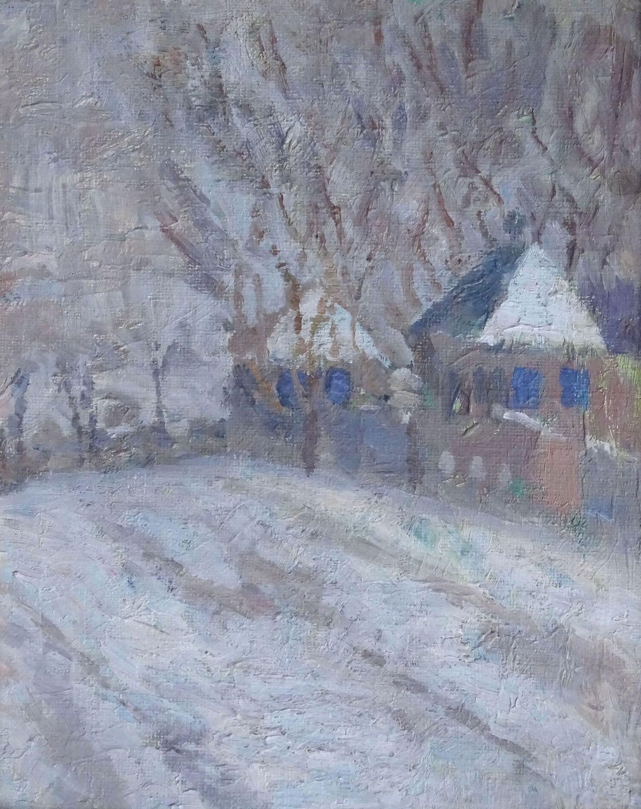 Milda Grinfelde Winter Evening. 1950. Oil On Canvas And Cardboard