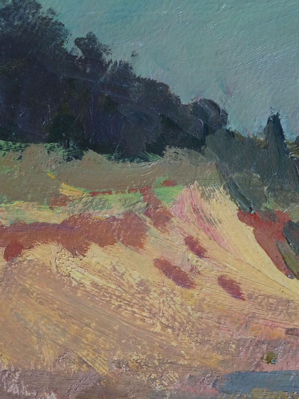 Alfejs Bromults Boat On The River Bank. 1980. Oil On Cardboard photo for sale