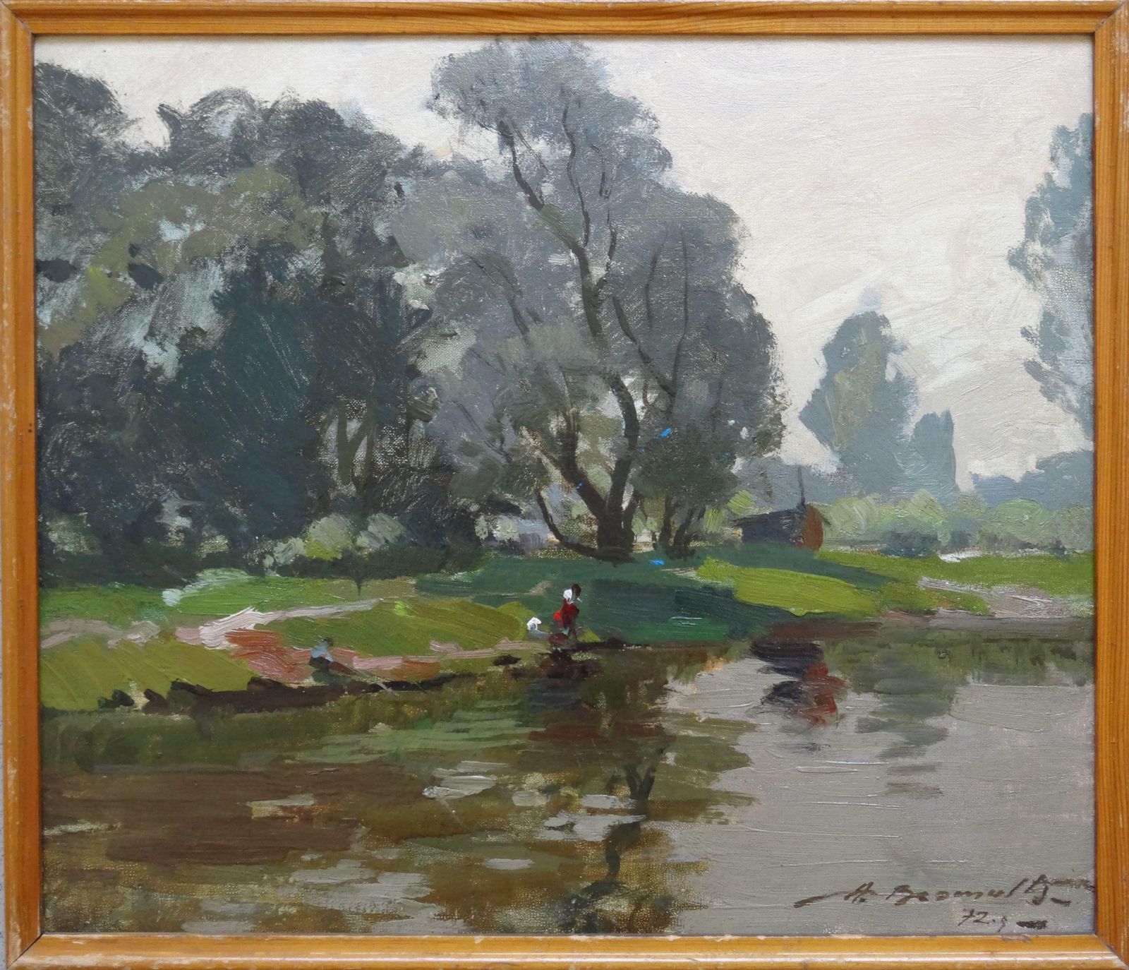 Alfejs Bromults The Lakeshore. 1972, Oil On Cardboard photo furniture