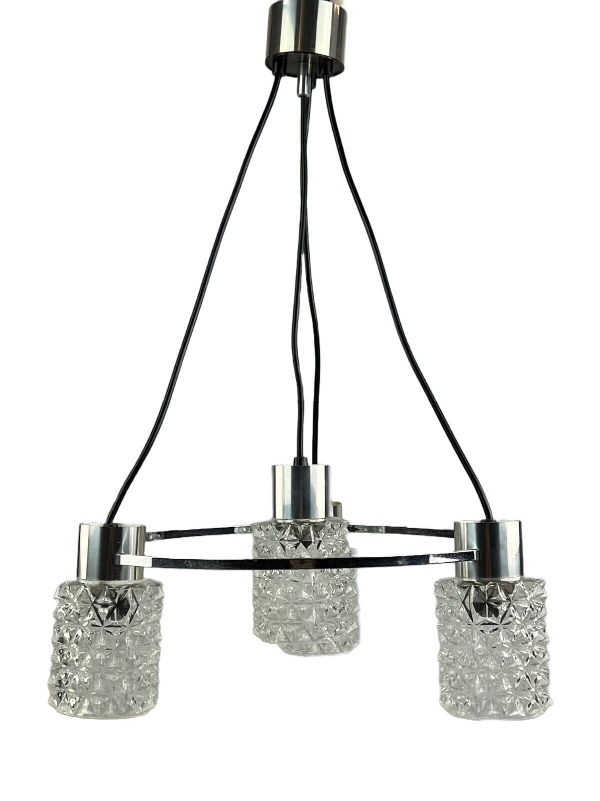 60er 70er Jahre Lampe Leuchte Deckenlampe Kronleuchter Glas Chrome Space Age