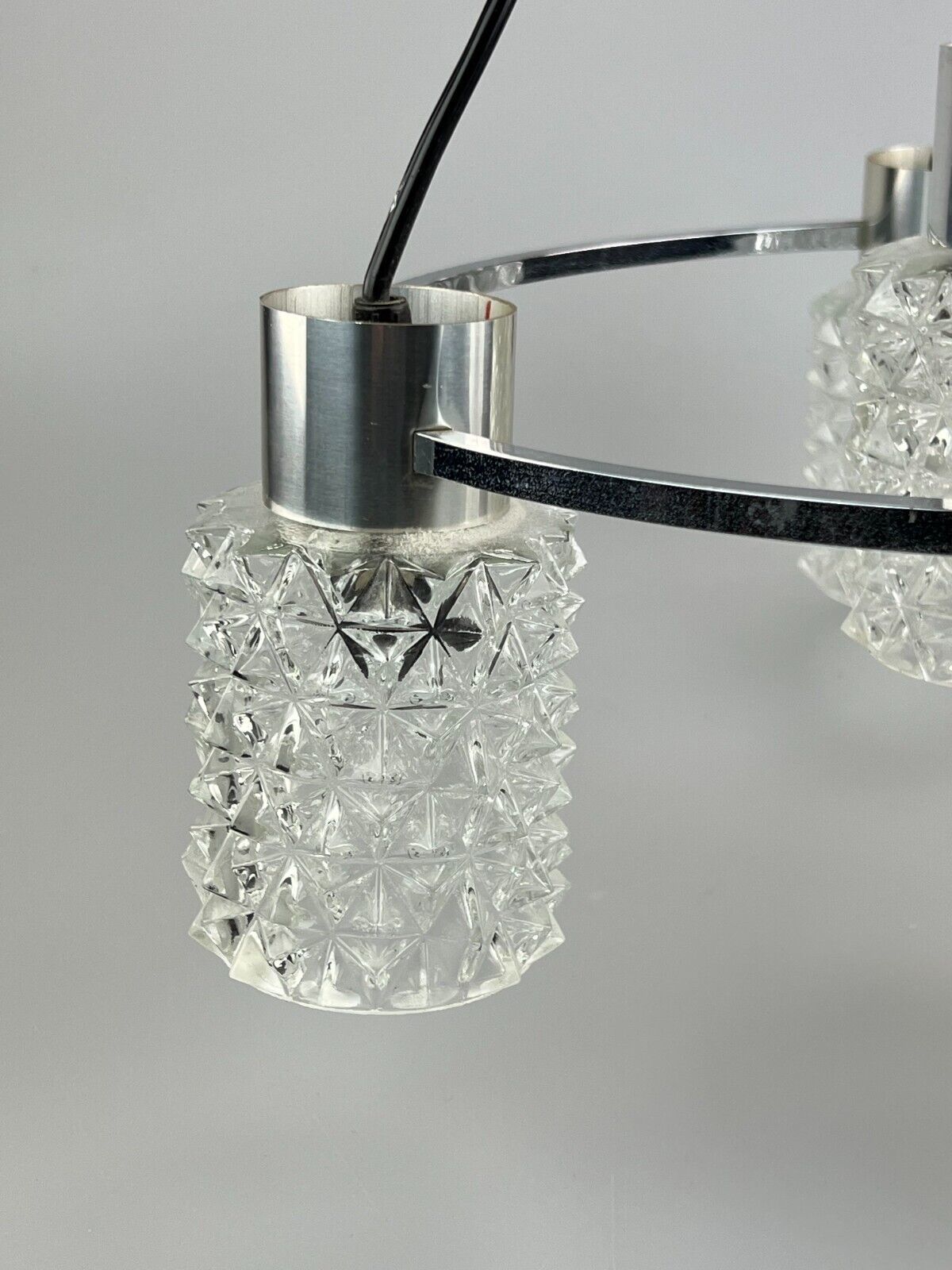60er 70er Jahre Lampe Leuchte Deckenlampe Kronleuchter Glas Chrome Space Age photo Lighting