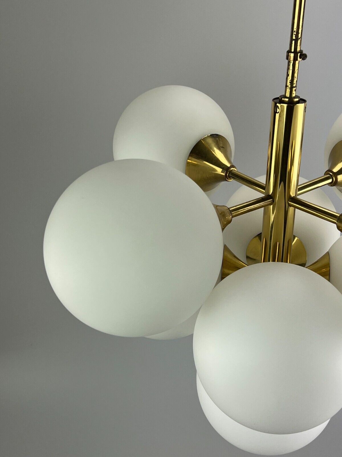 60s 70s 9 Flame Sputnik Chandelier Kaiser Leuchten Opal Glass Design photo Lighting
