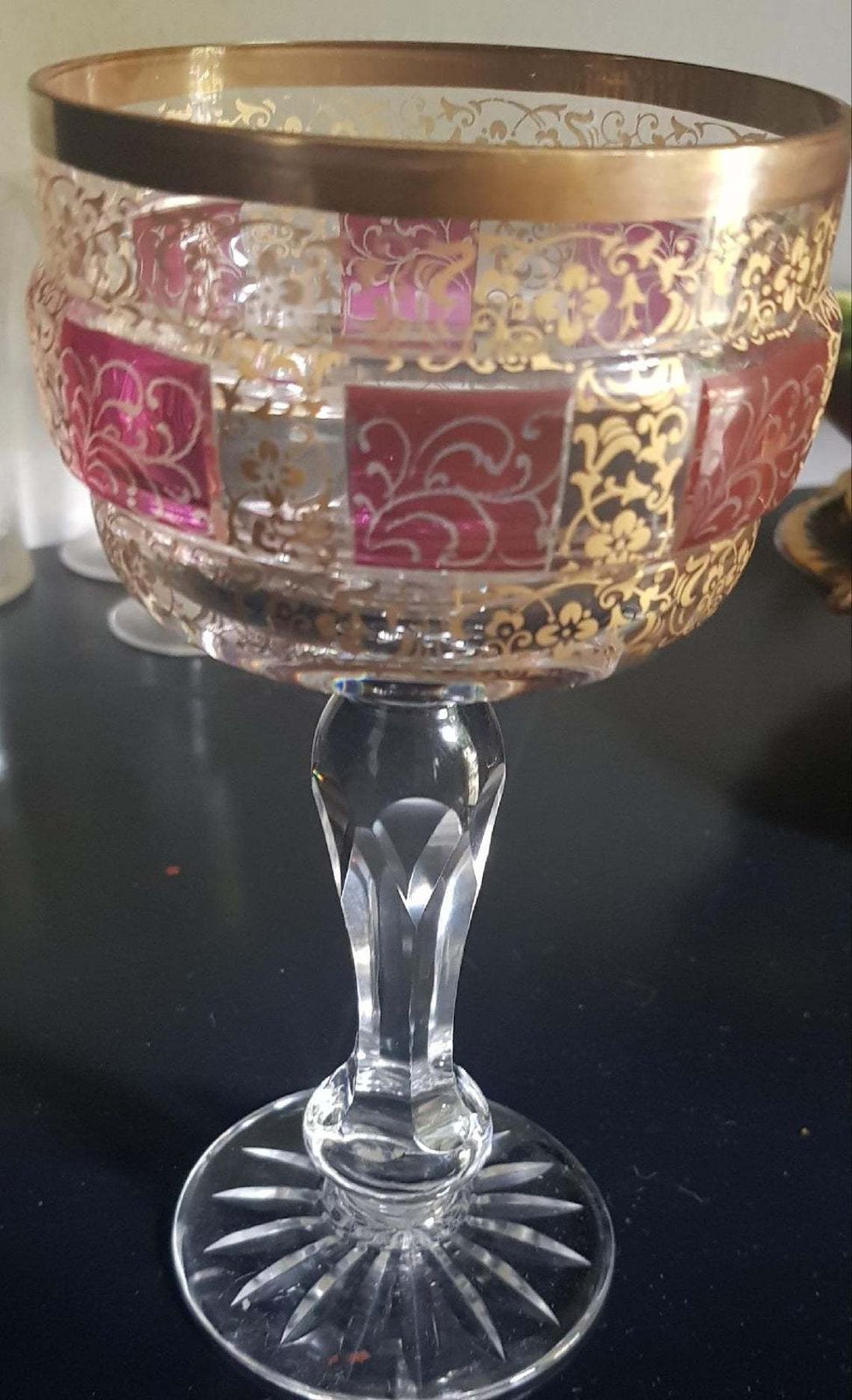 A Pair Of Orientalist Parcel Gilt And Ruby Cut Glass Goblets Continental, In The Orientalist Taste, Early 20th Century