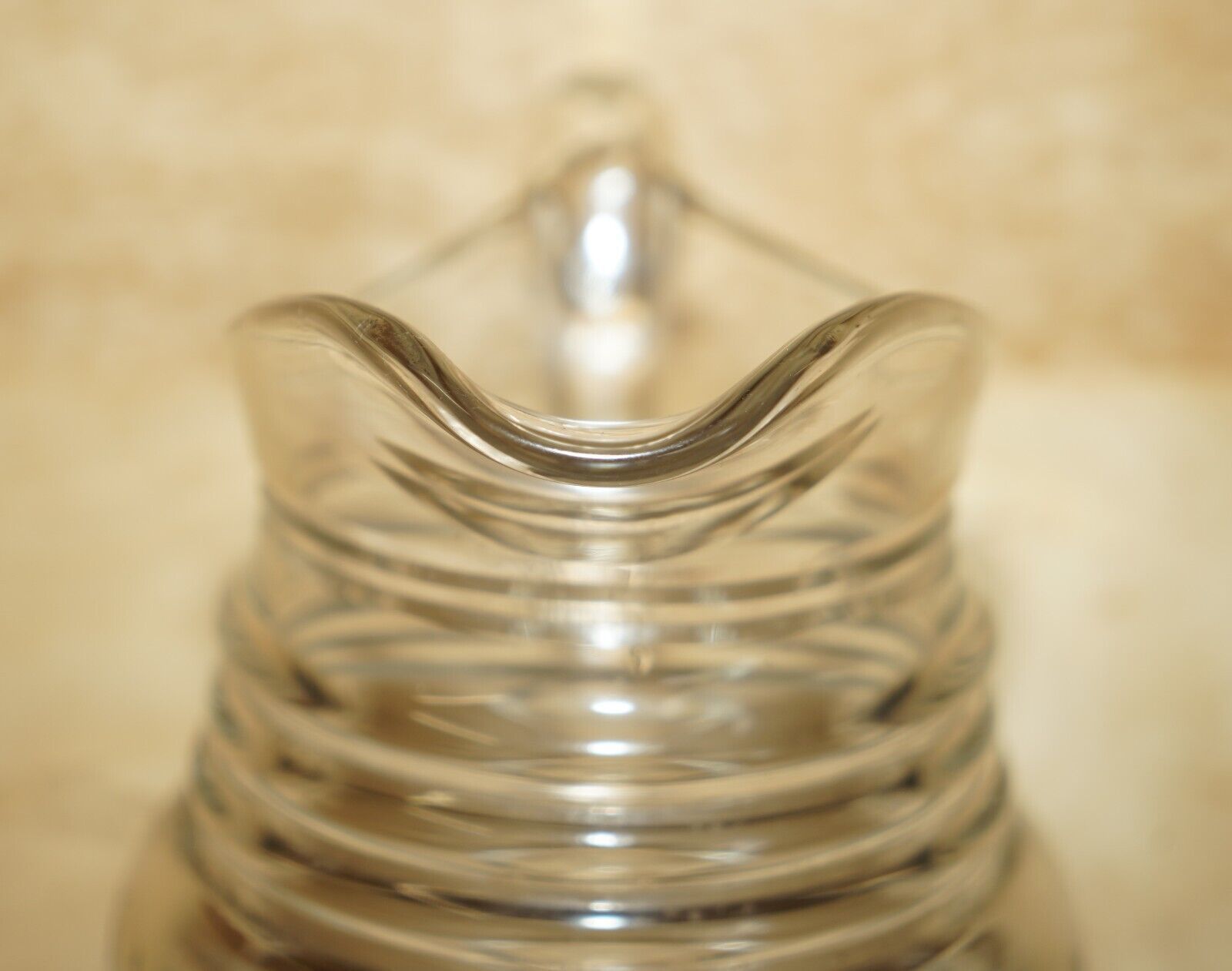 photo for sale Vintage Pair Of Circa 1930's Heavy Cut Glass Jug Art Deco Jugs Cockatail Bar Etc