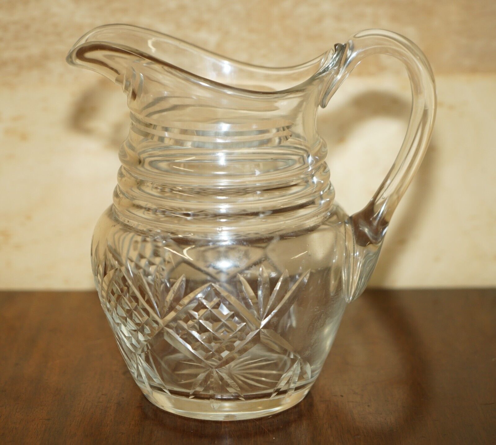 Home Decor Vintage Pair Of Circa 1930's Heavy Cut Glass Jug Art Deco Jugs Cockatail Bar Etc photo
