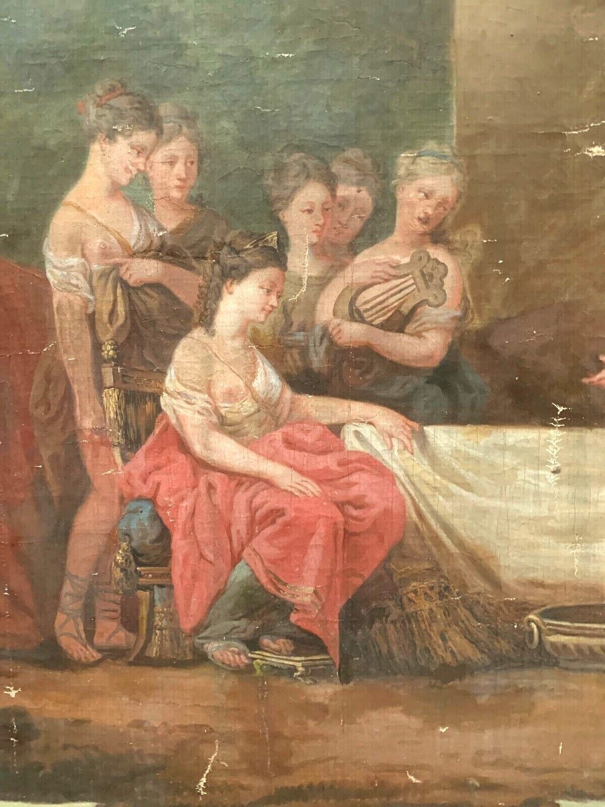 photo furniture Painting On Canvas Decorated With A Scene In The Antique Style 19th Century Decorative Panel