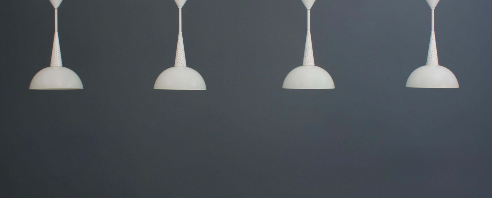 Set Of 4 Mathieu Mategot For Holophane Ceiling Lamps In Metal And Glass 1950's photo Lighting