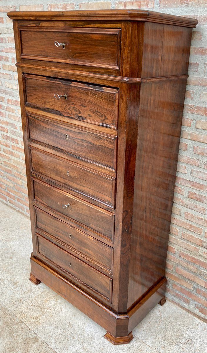 Mid 19th Century French Louis Philippe Carved Walnut Secretary Cabinet, 1890s photo 5978.0