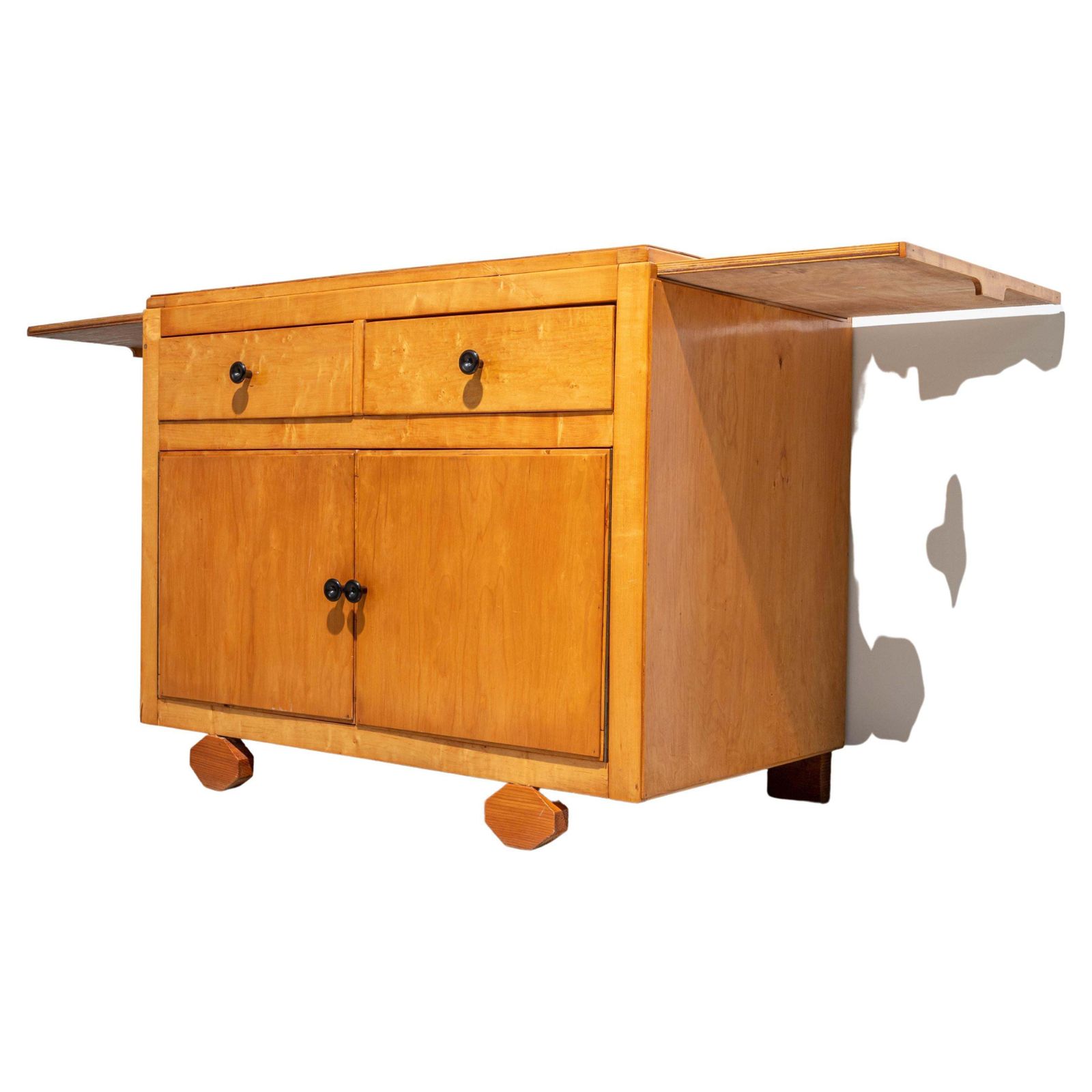 Small French Two Door Cabinet With Extractable Side Leafs In Wood, 1970's photo furniture