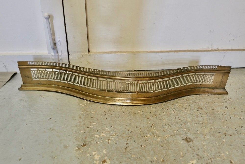 Victorian Pierced Serpentine Shaped Brass Fender photo 474.0