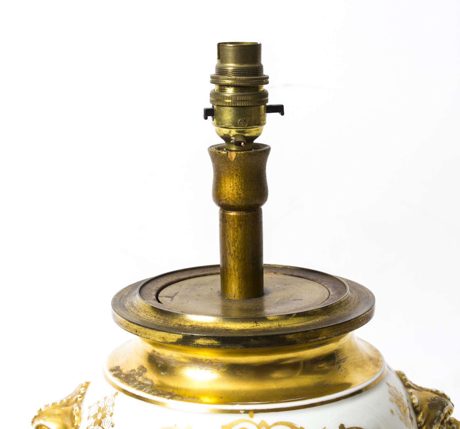 Antique French Hand Painted & Gilt Porcelain Lamp C.1850 photo Lighting