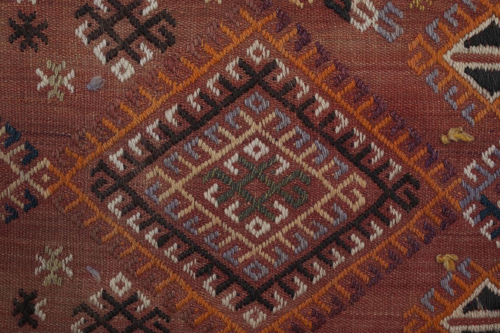 photo for sale 1960s Turkish Cicim Kilim Embroidered Rug 5'1" X 12'4"