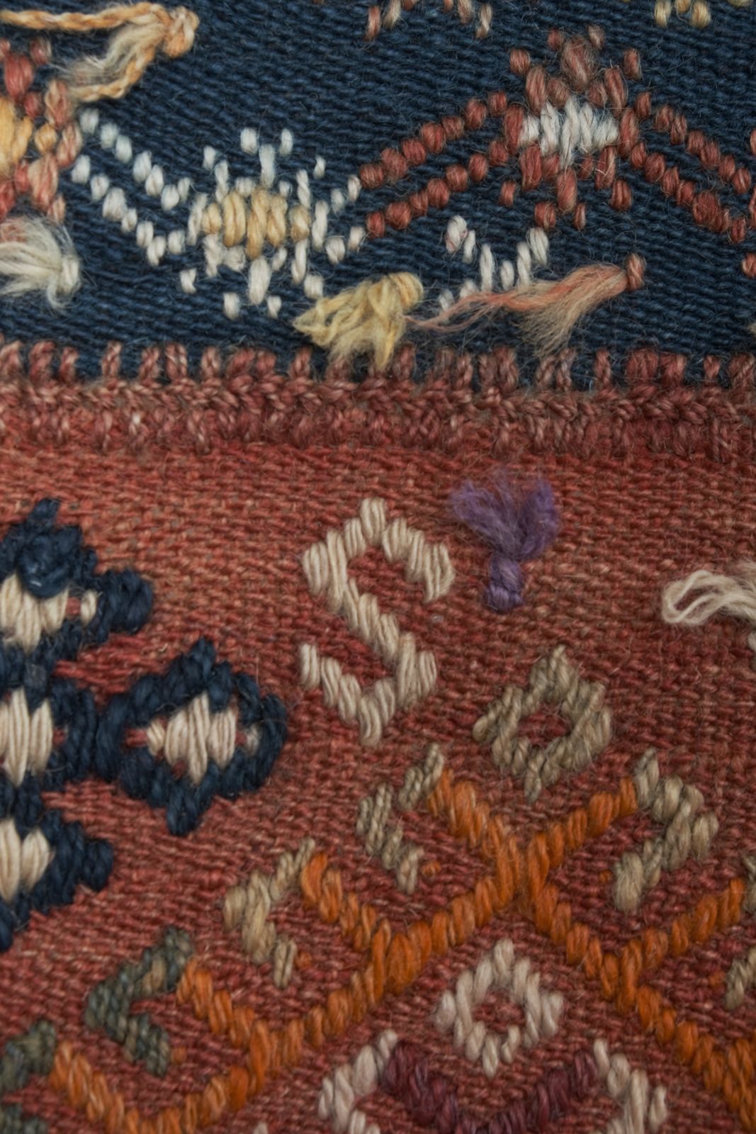 photo buy 1960s Turkish Cicim Kilim Embroidered Rug 5'1" X 12'4"