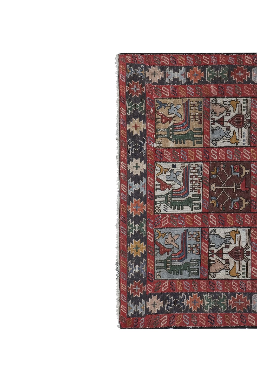 Turkish Animal Botanic Soumac Rug 3'11'' X 6'1'' photo vintage