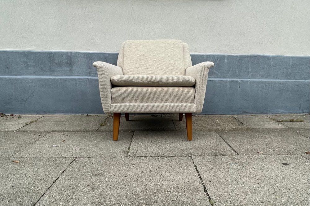Vintage Armchair In Off White Wool By Folke Ohlsson For Fritz Hansen, 1960s photo furniture