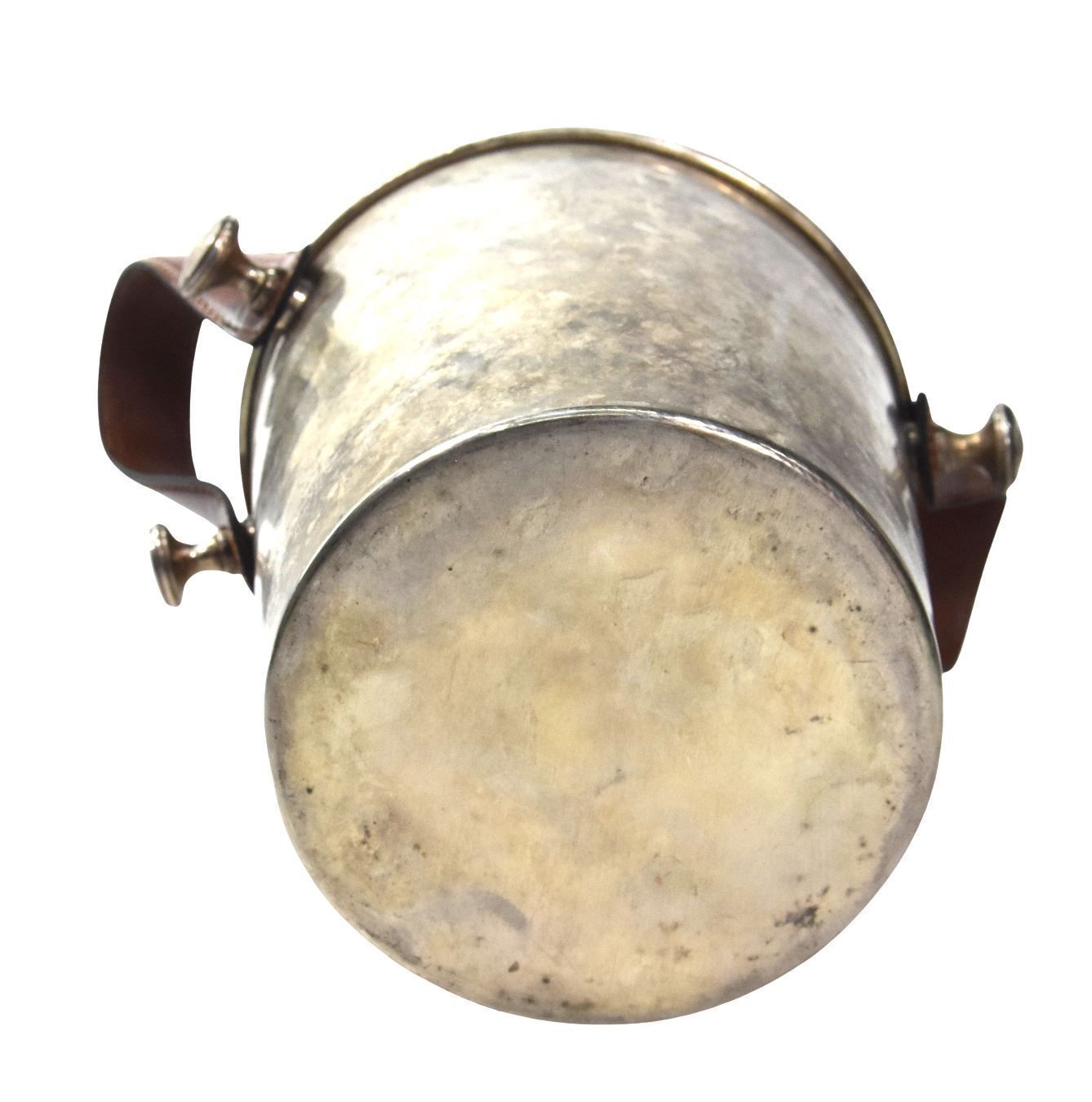 Champagne Bucket In Silver Metal And Art Deco Leather 1930 photo for sale