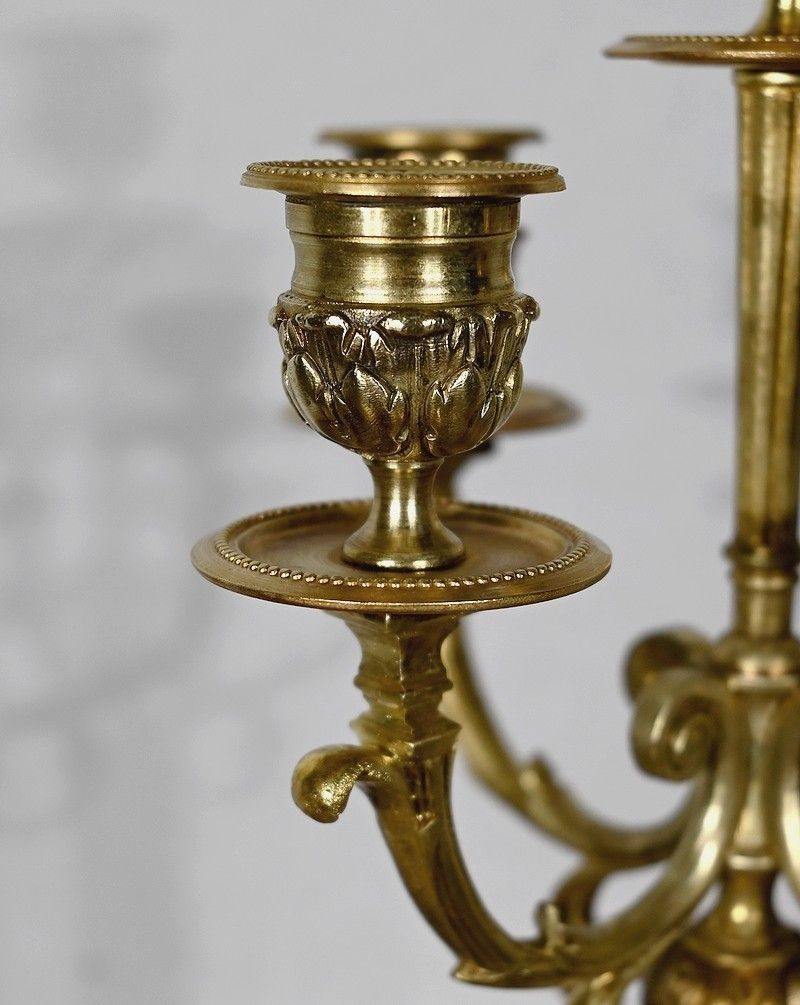 Pair Of Gilt Bronze Candlesticks, Louis XVI Style, 19th Century photo vinterior