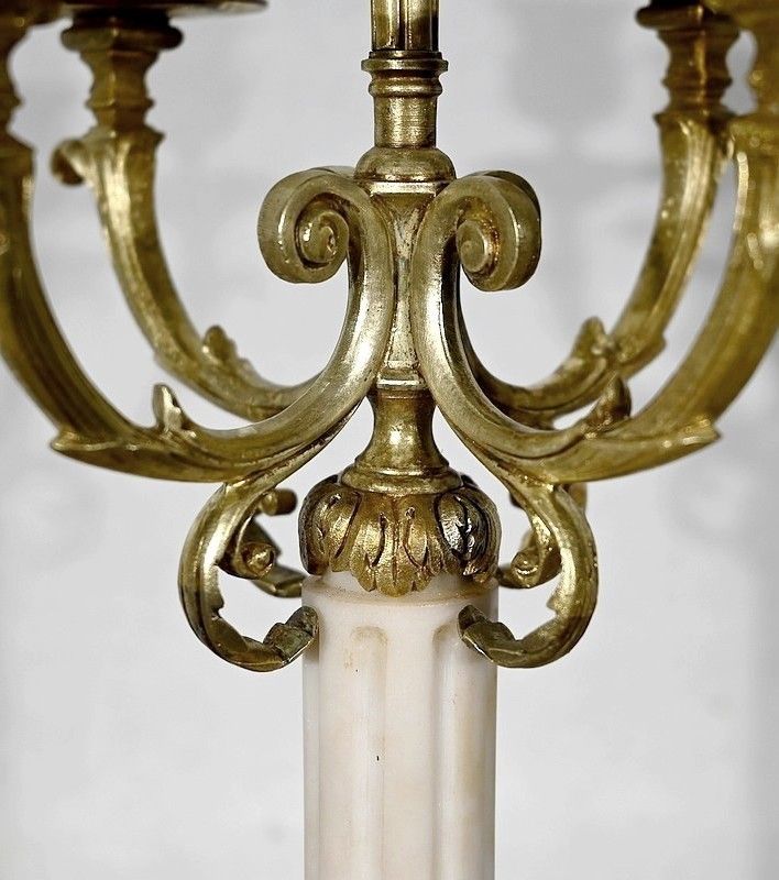 Pair Of Gilt Bronze Candlesticks, Louis XVI Style, 19th Century photo buy