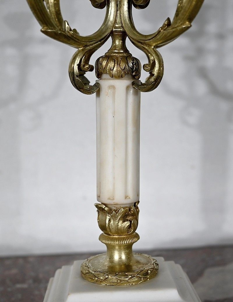 Pair Of Gilt Bronze Candlesticks, Louis XVI Style, 19th Century photo vintage