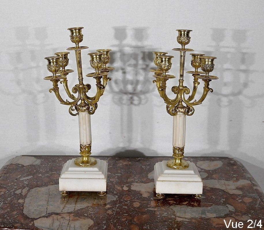 photo buy Pair Of Gilt Bronze Candlesticks, Louis XVI Style, 19th Century