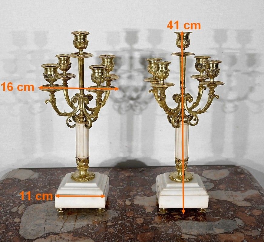 photo vintage Pair Of Gilt Bronze Candlesticks, Louis XVI Style, 19th Century