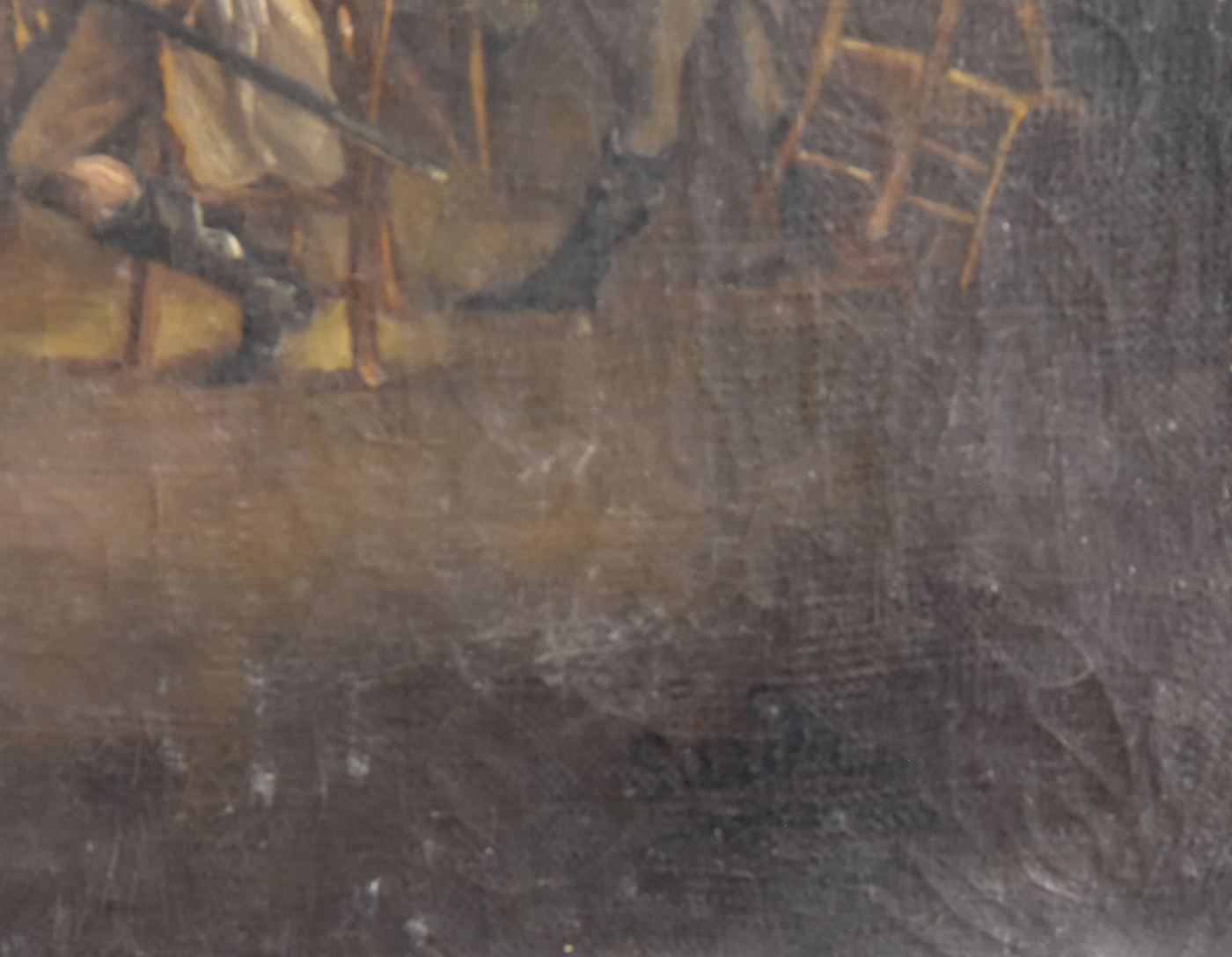 Genre Scene: "Tavern Brawl". 19th Century Painting Signed Sarda photo 647.0