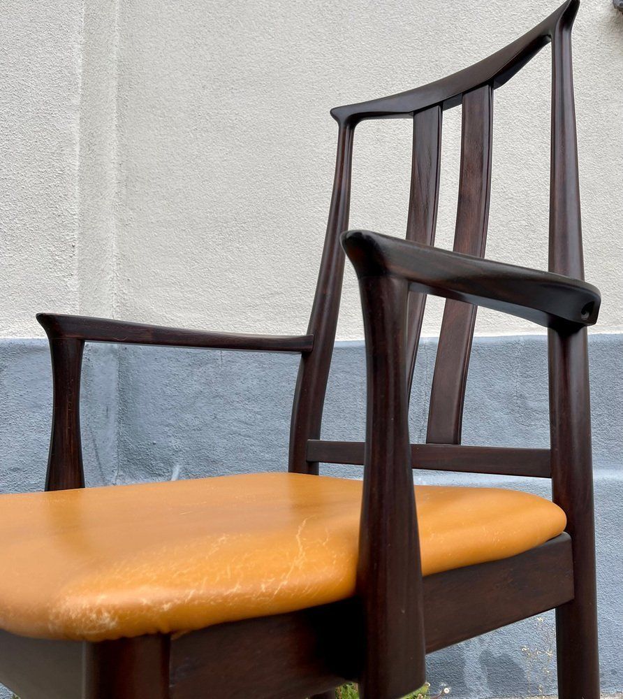 Scandinavian Modern Mahogany And Leather Armchair From Dof, 1970s photo Furniture