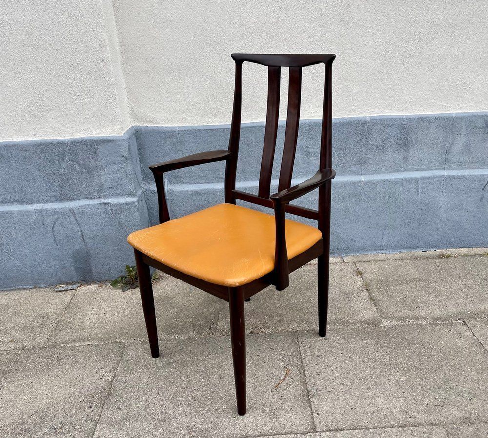 Scandinavian Modern Mahogany And Leather Armchair From Dof, 1970s photo buy