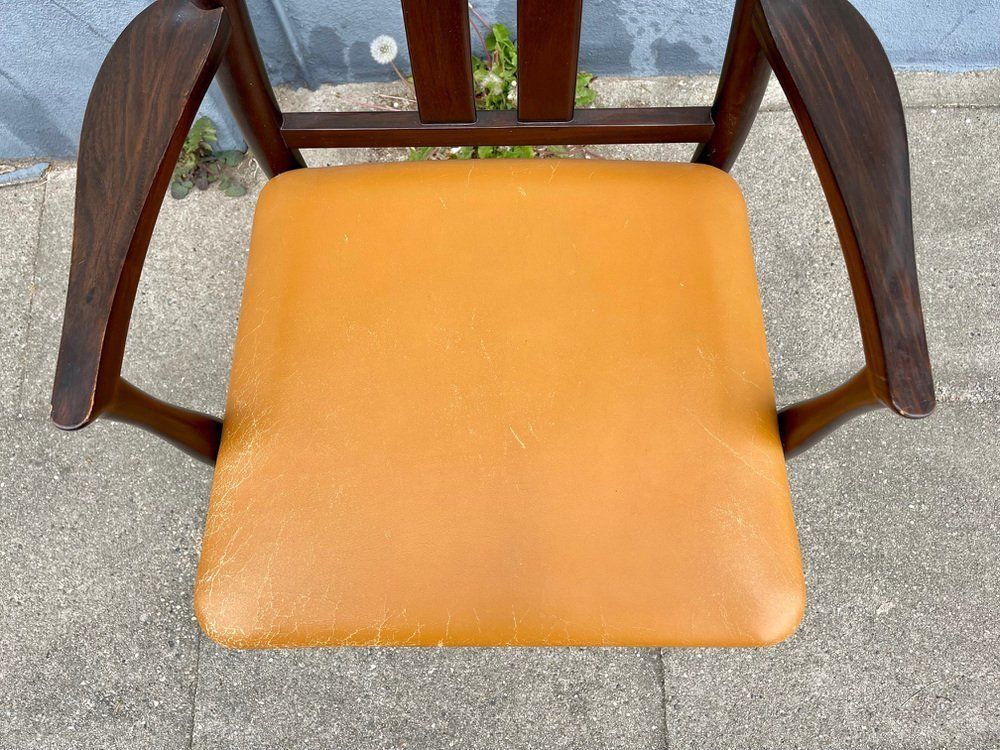 photo for sale Scandinavian Modern Mahogany And Leather Armchair From Dof, 1970s