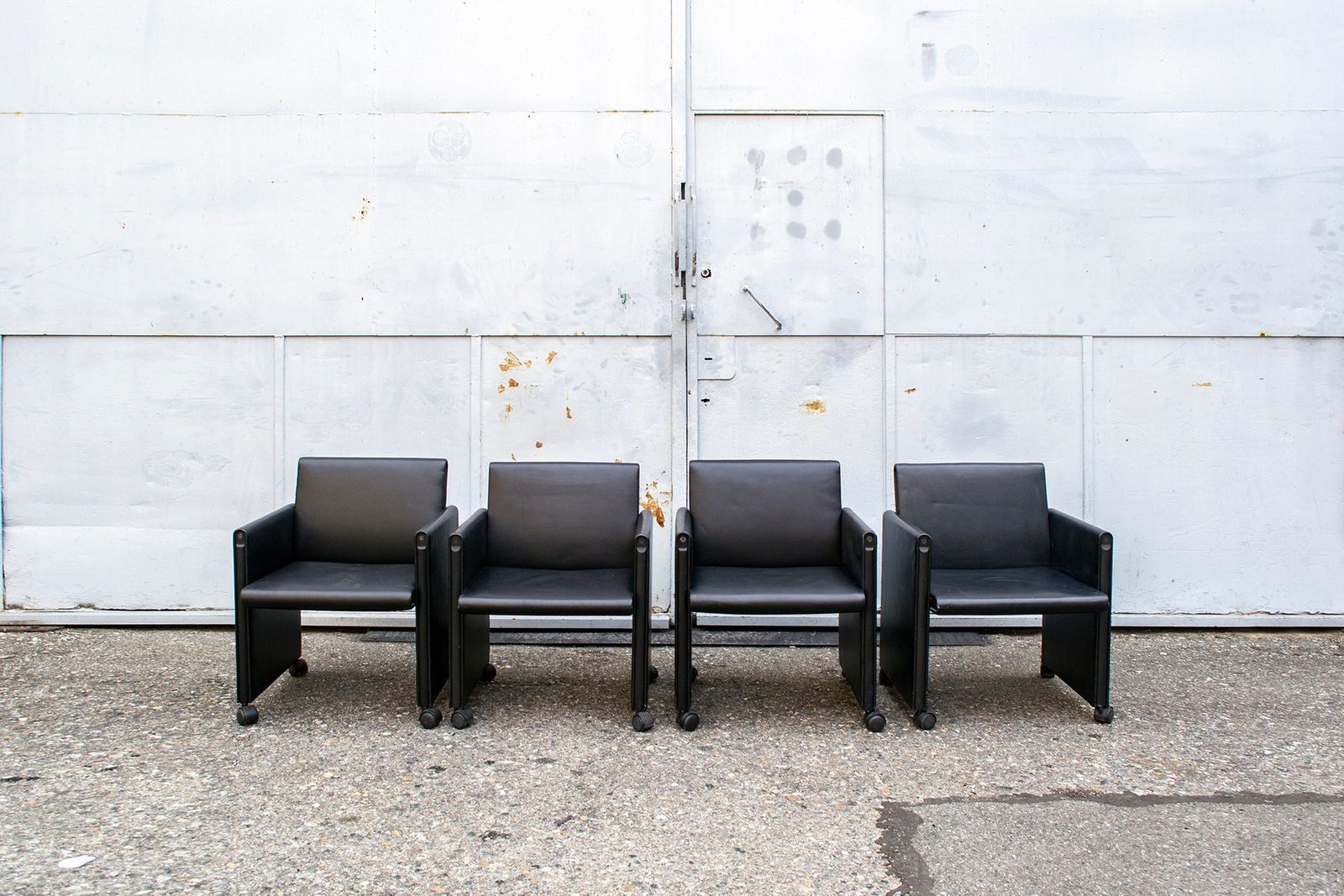 Italiaanse Giulietta Lederen Stoelen Van Tobia & Afra Scarpa, 1988, Set Van 4