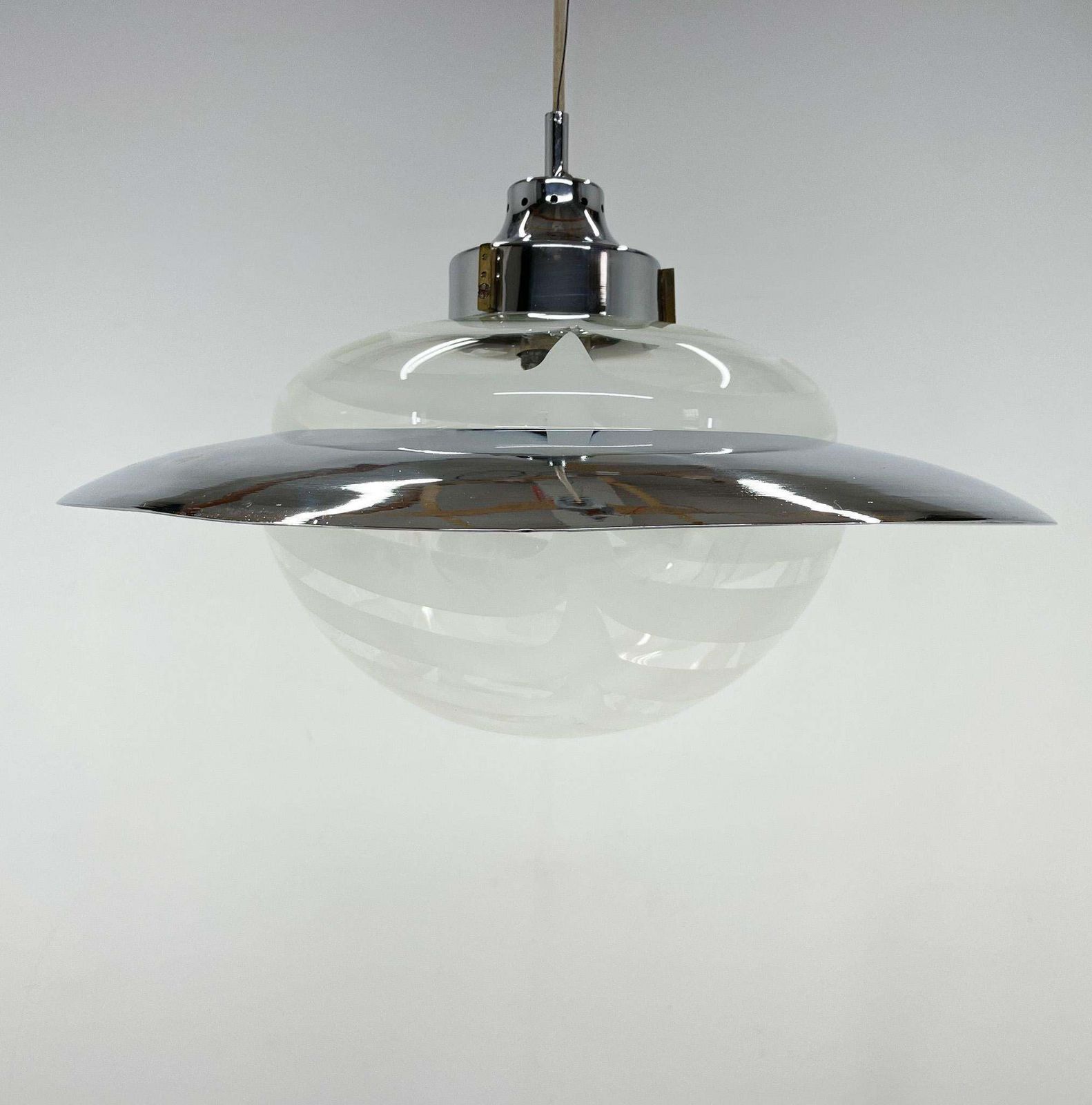 1970's Italian Murano Glass And Chrome Pendant 'Saturn' photo 1905.0