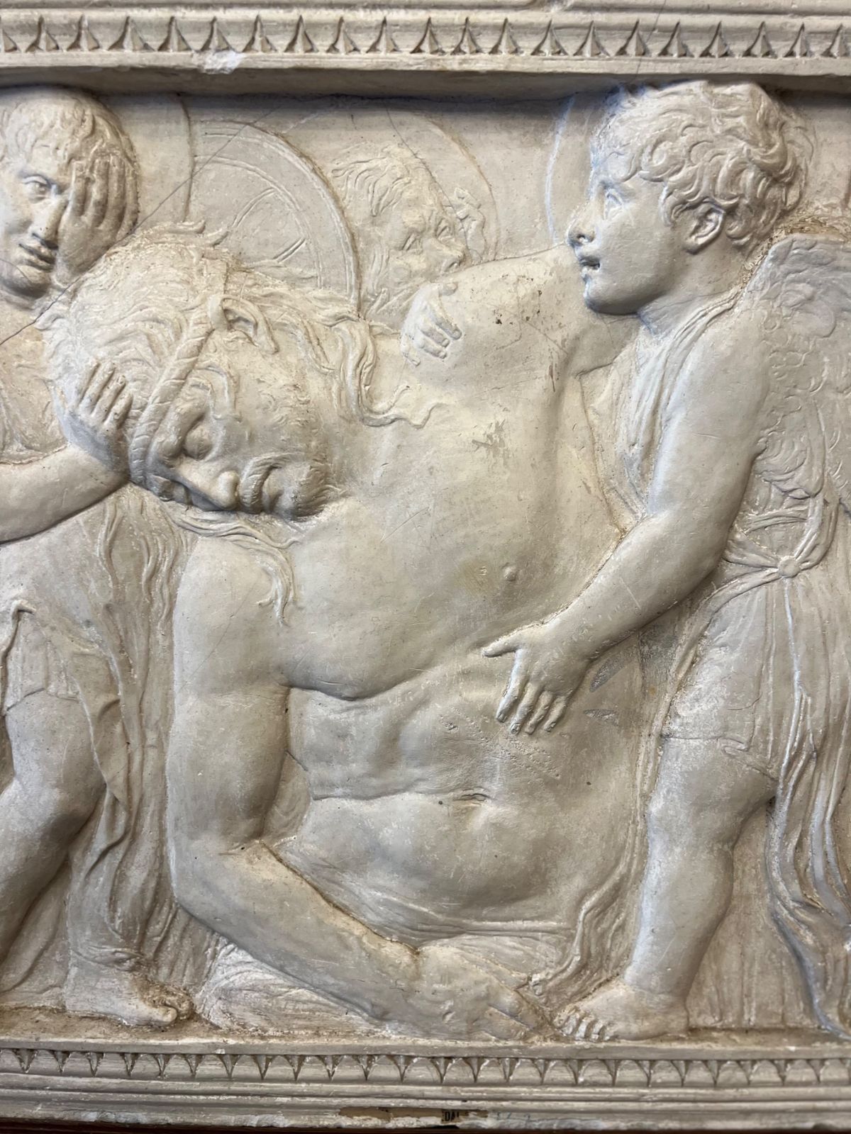 C19th Plaster Copy Of The Dead Christ Tended By Angels, By Donatello (C.1386 1466) photo vinterior
