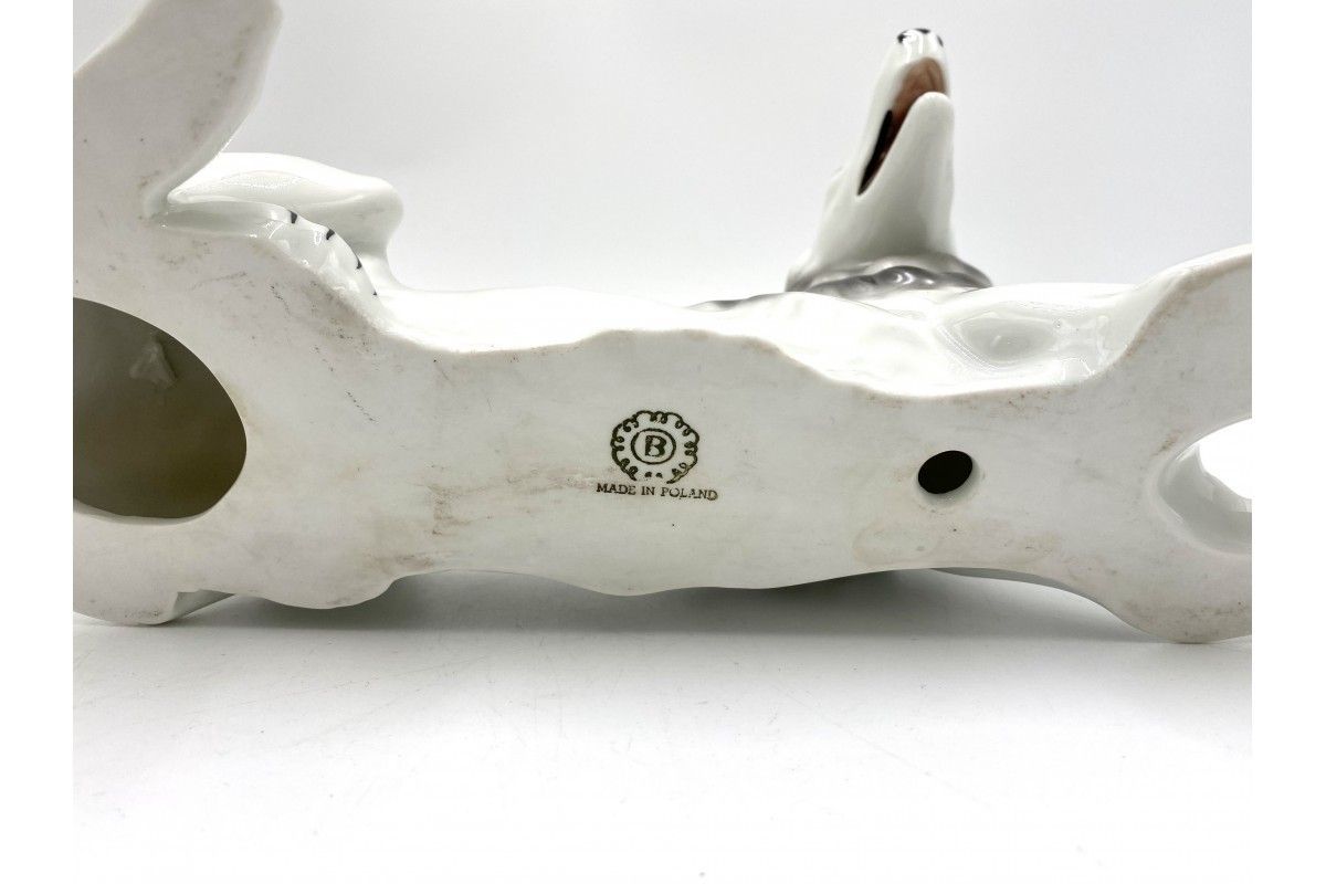 Porcelain Figurine Of Russian Borzoi Greyhound, Bogucice, 1960s photo 111.0