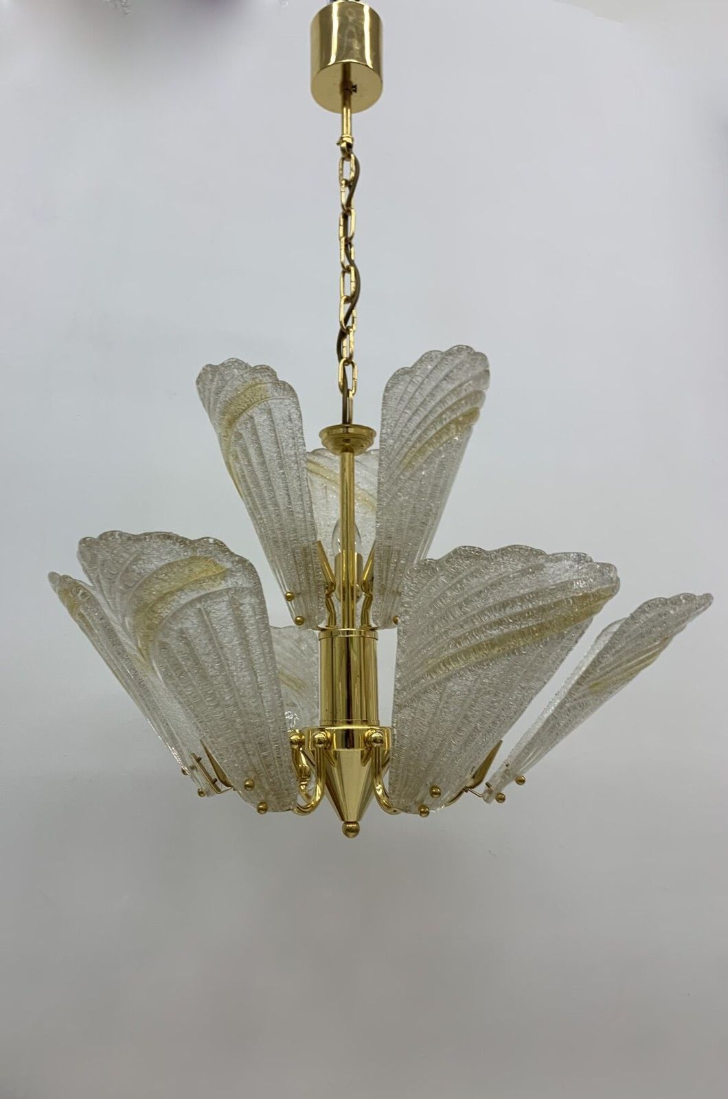 Large Italian Murano Glass Chandelier Hollywood Regency Design , 1970’s