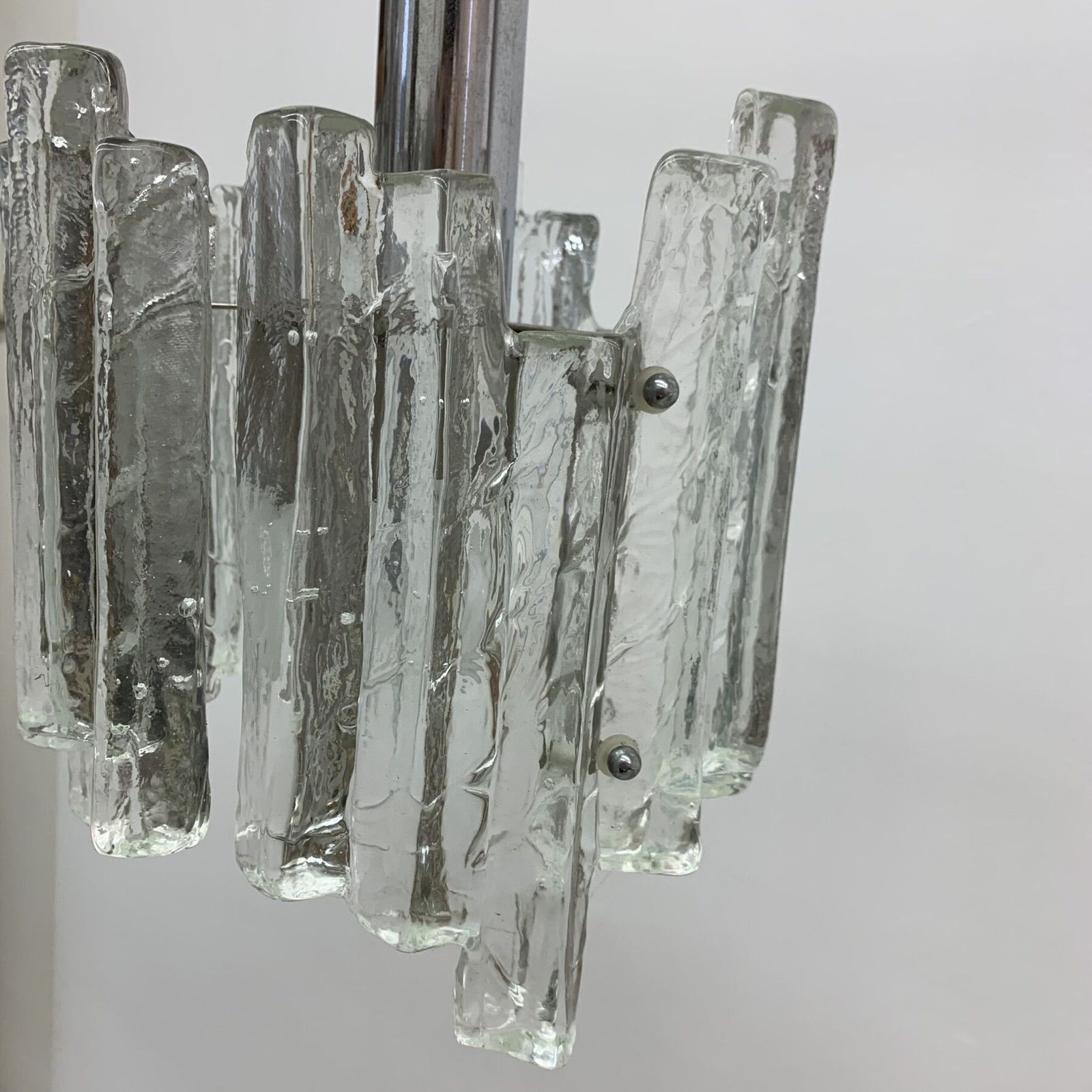 photo for sale Hanging Lamp In Frosted Ice Glass By J. T. Kalmar For Kalmar Franken Kg, 1960s