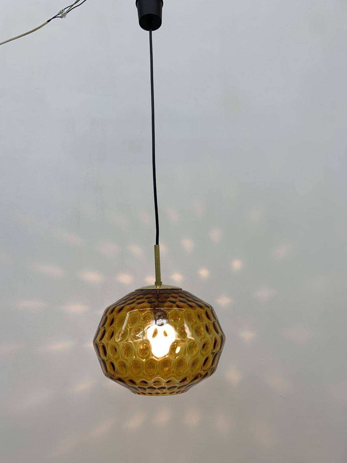 Limburg Glashutte Glass Hanging Lamp , 1970’s Mid Century Design Lamp Germany photo for sale