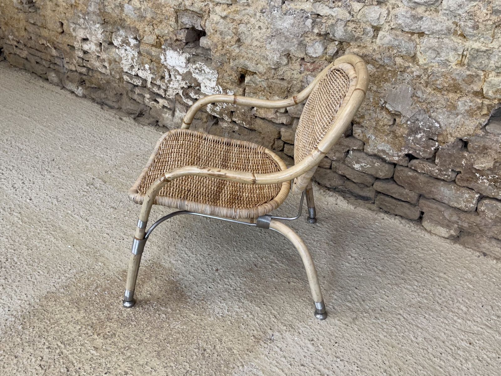 Vintage Ikea Garden Patio Chair Mats Theselius Rattan And Steel Armchair Bedroom Occasional Accent Chair photo vinterior