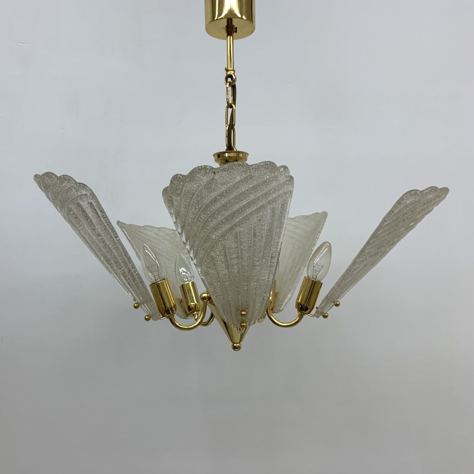 Italian Murano Glass Chandelier Hollywood Regency Design , 1970’s