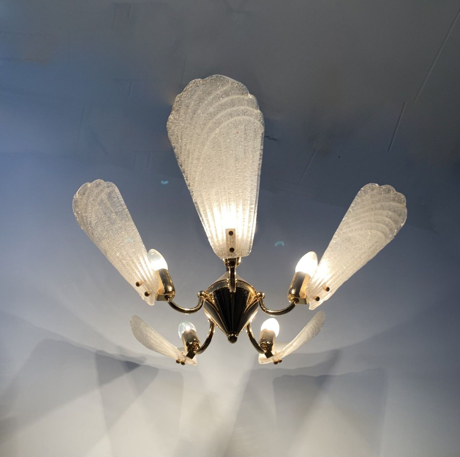 photo for sale Italian Murano Glass Chandelier Hollywood Regency Design , 1970’s